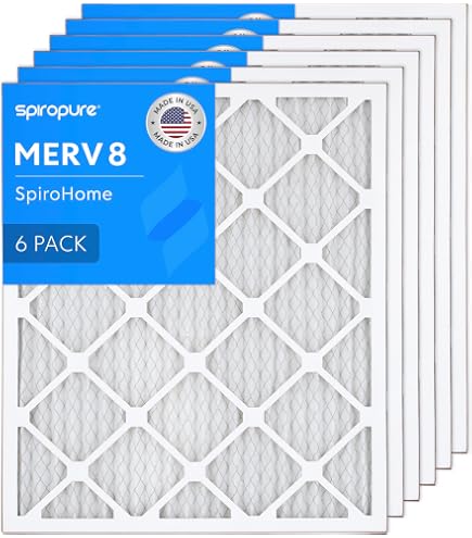 SpiroPure 21X24.5X1 MERV 8 Pleated Air Filters - Made in USA (6