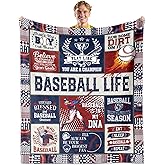 OAKZIUE Baseball Gifts for Boys, Baseball Blanket 60"X50", Softballs Gift for Boys 8-12, Baseballs Gifts Bulk for Team Boy Lover Player Fans for Christmas Birthday Thanksgiving