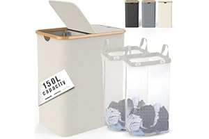 CHAMUTY Large Laundry Basket, Clothes Hampers for Laundry, Dirty Clothes Hamper, Foldable & Space Saving (Beige)…