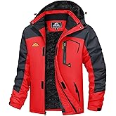 MAGCOMSEN Men's Winter Coats Water Resistant Ski Snow Jacket Warm Fleece Jacket Parka Raincoats With Hood Multi-Pockets
