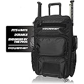 PowerNet Odyssey Softball & Baseball Bag, Rolling Backpack for Baseball Gear, Bat Bag with 4 Bat Sleeves, Cleat Compartment & Hanging Hooks