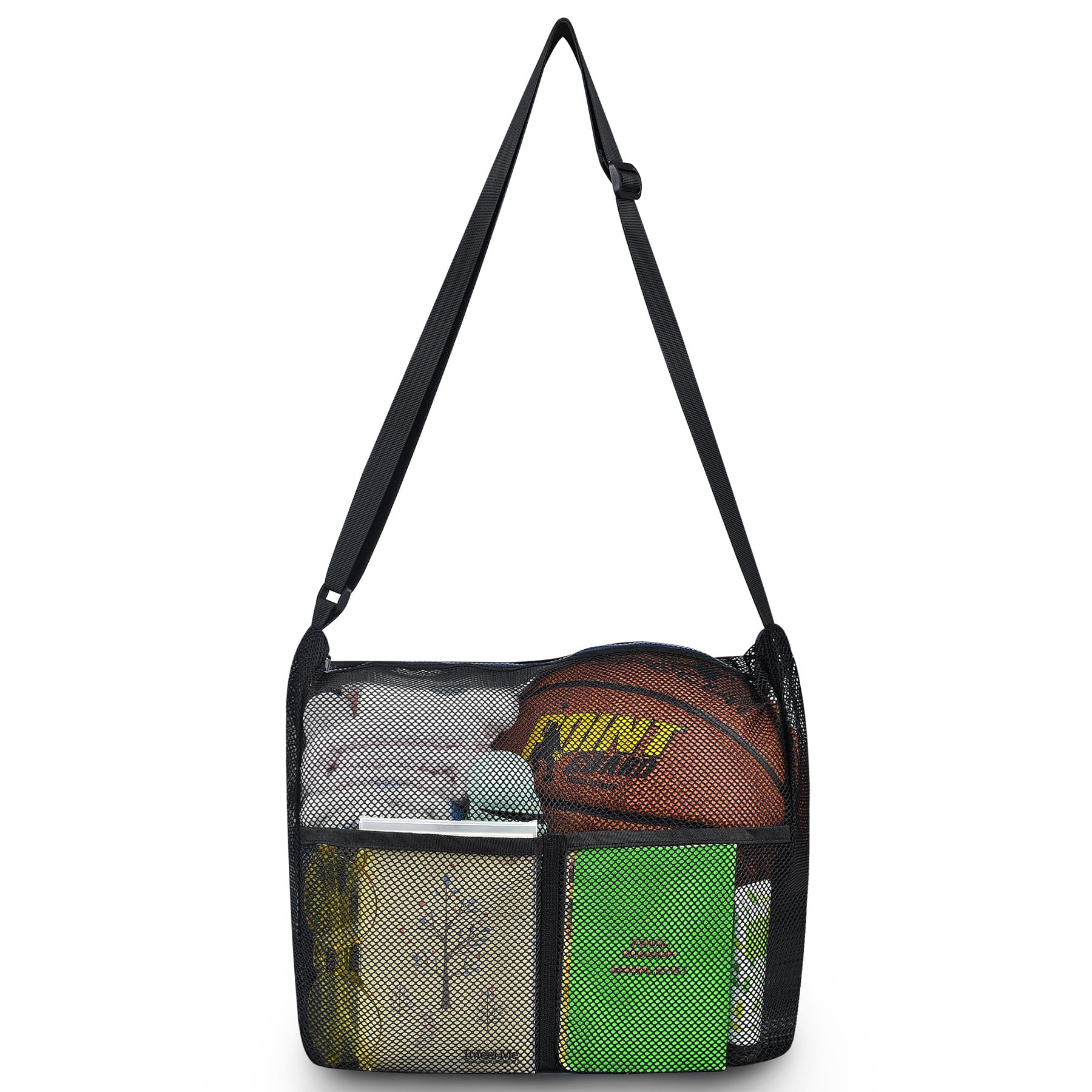 Photo 1 of Mildbeer Gym Tote Bag, Mesh Bag Crossbody Satchel 12x6x12 for Gym Beach Ball Games Training Camping Hiking Clothes Storage