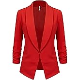 Lock and Love Women 3/4 Sleeve Blazer Open Front Cardigan Jacket Work Office Blazer