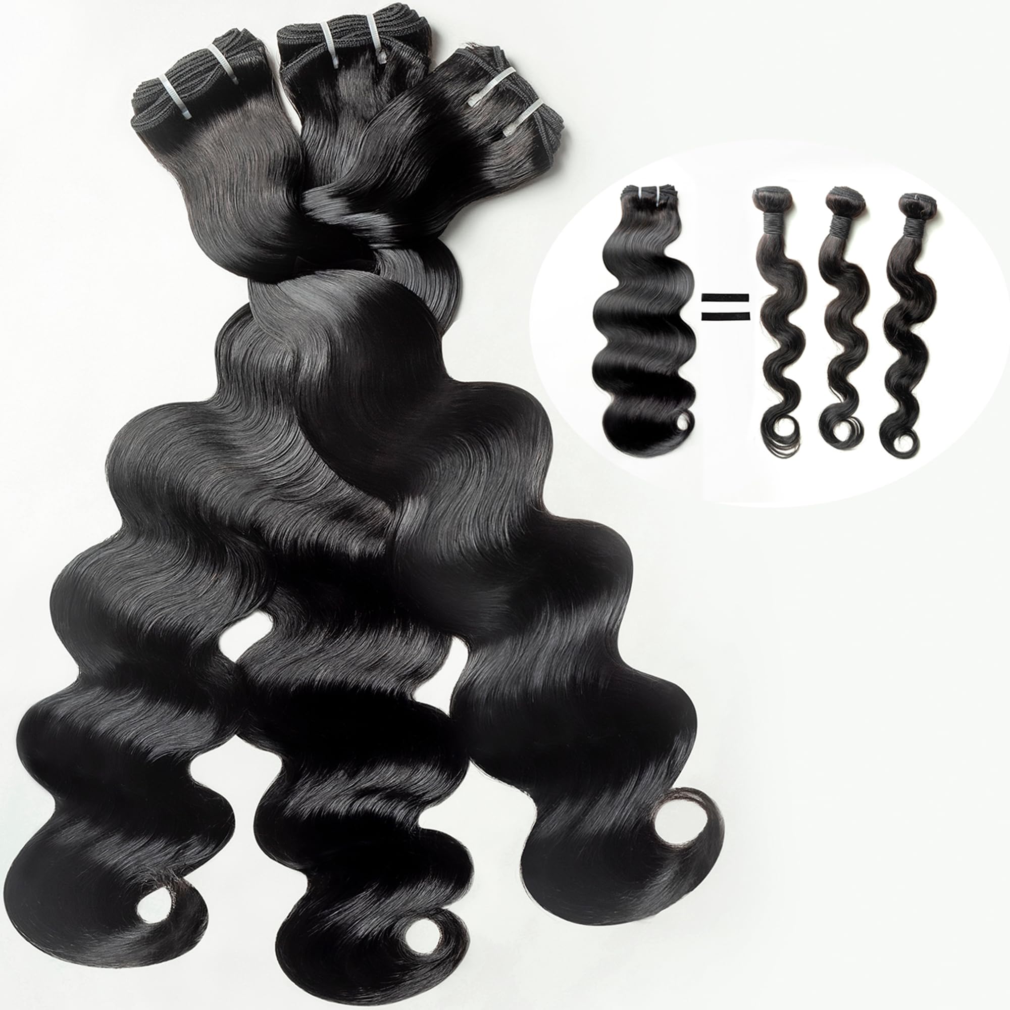 TRIIPPY Body Wave Bundles Human Hair,100% Raw Cambodian Hair Wavy 3 Bundles,Triple The Lifespan Over Regular Virgin Hair Bundle,No.1 Raw Hair Brand On Amazon(16 18 20 Inches,Natural Color)