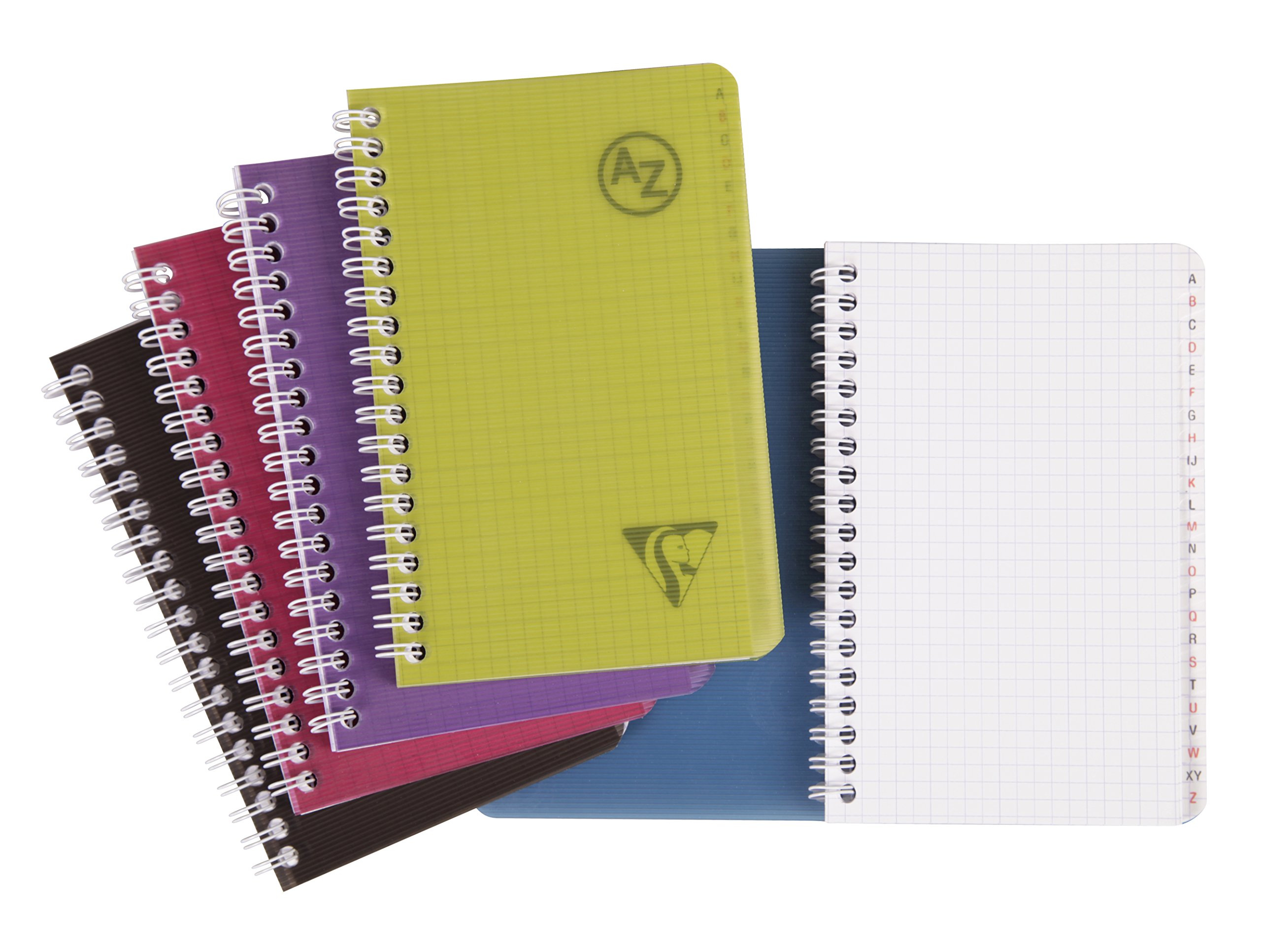 Clairefontaine 329235C Collection LiniColour Intensive Spiral Index Book 11x17 - 100 Pages Small Squares - White Paper 90 g - Polypro Cover - Random Colour