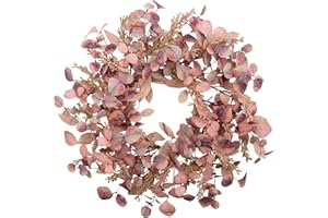 VGIA 18 Inch Fall Wreath for Front Door Autumn Wreath Fall Decorations Eucalyptus Leaves Wreath for Indoor Outside Wall Window Festival Thanksgiving Autumn Decor