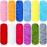 Timgle 12 Pack Chenille Yarn for Crocheting, Soft Velvet Yarn 1312 Yards, 3 mm Thick Fluffy Plush for Hand Knitting Weaving Sweater Shawl Scarf Gloves DIY Craft, 109 Yards Each(Bright Color)