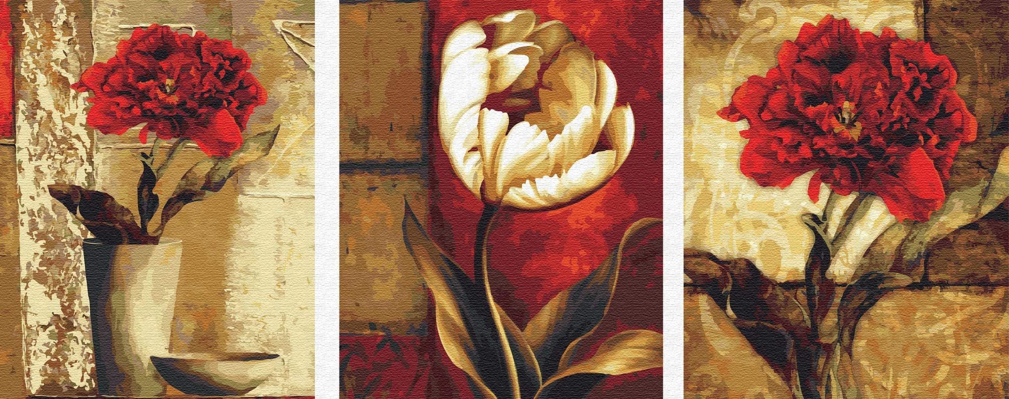 YXQSED Pack of 3[Wooden Framed] Diy Oil Painting, Paint By Number Home Decor Wall Picture Value Gift Retro flowers 16x20 inch