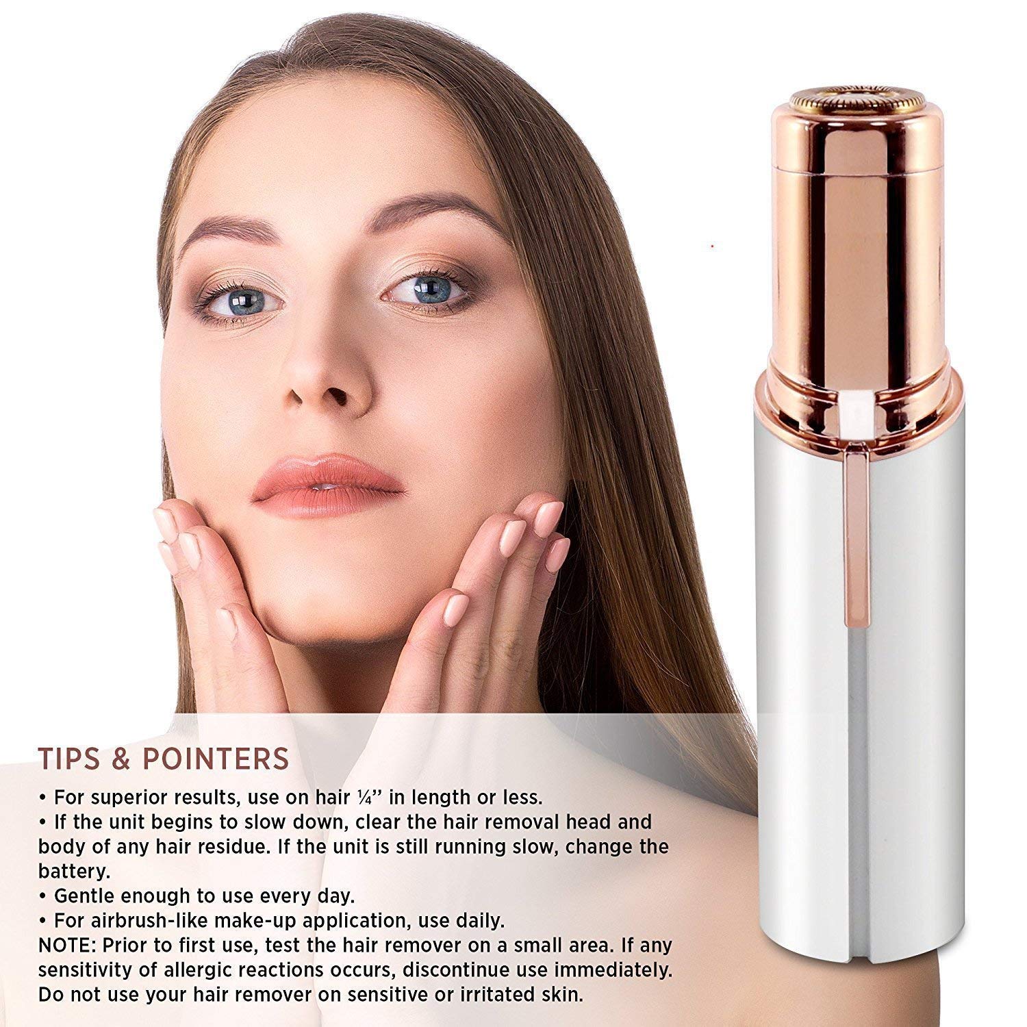 Facial Hair Remover for Women, Painless Shaver Device Perfect For Removal Mini Portable Hair Remover for upper lip,cheeks, chin hair - Easy To Clean