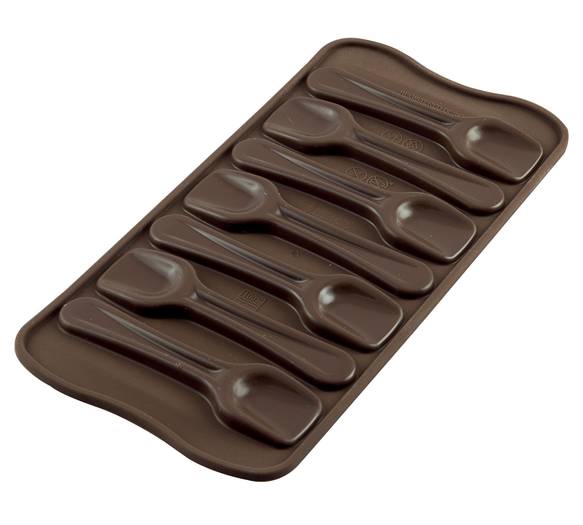 silikomart | SCG28 Silicone Mould for CHOCO SPOON Chocolates, Non-stick, 8 Chocolate Spoons, Pack of 1 Mould for Sweets, Easy Choc, 96 x 26 mm, h 16 mm, Made in Italy