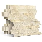 M MOFIT Stone Peel Stick Backsplash Tiles Kitchen Wall Beige Gold 10pcs
