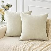 MIULEE Pack of 2 Cream Throw Pillow Covers 16x16 Inch Soft Chenille Pillow Covers for Sofa Living Room Spring Home Decor Couch Solid Dyed Cases