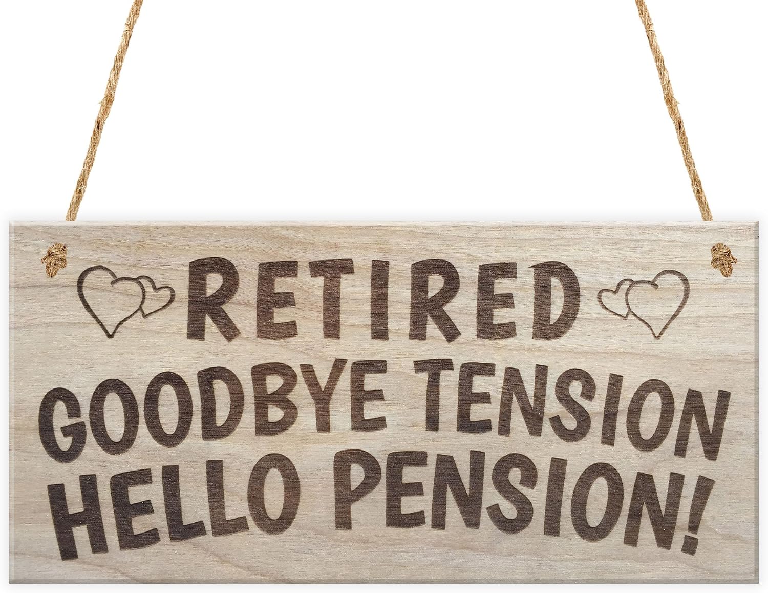 Red Ocean Retired Goodbye Tension Hello Pension Funny Rhyme Wooden Plaque Gift Retirement Sign Present, 20x1x10 cm - Image 3