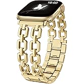 Wearlizer Compatible with Apple Watch Bands 41/40/38/44/45/46/49/42mm Women, Dressy Fancy Metal Chain Pretty Strap Designer Gold Silver Bracelet for iWatch Series 11 10 9 8 7 6 5 4 3 SE/Ultra 3 2 1