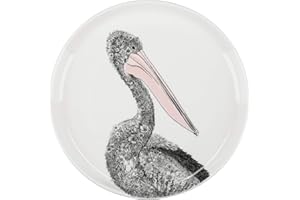 Maxwell & Williams Marini Ferlazzo Birds Decorative Side Plate with Australian Pelican Design, Gift Boxed, Fine China, White, 20 cm