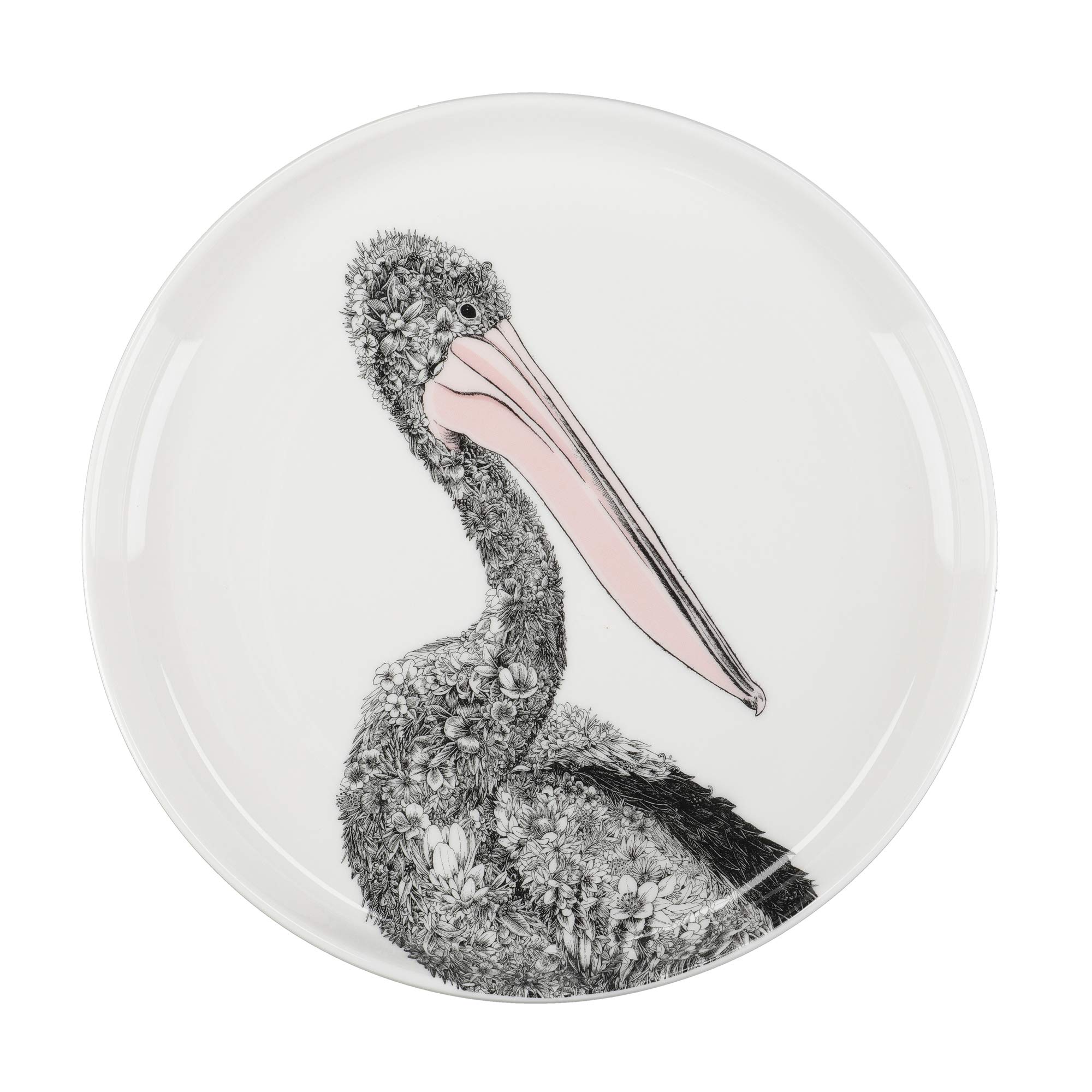 Maxwell & Williams Marini Ferlazzo Birds Decorative Side Plate with Australian Pelican Design, Gift Boxed, Fine China, White, 2 cm