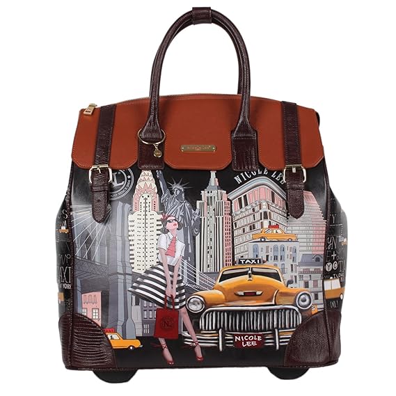 Nicole Lee Exclusive Taxi New Tork Print Rolling Business Tote, Laptop Compartment, Wheeled Travel Tote