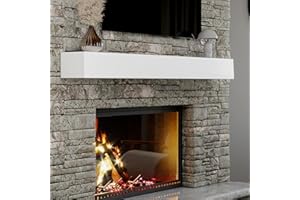 Ortaville 66" Floating Mantel Shelf - Modern White Fireplace Mantel with Matte Lacquer Finish for Living Room Elegance (66", White)