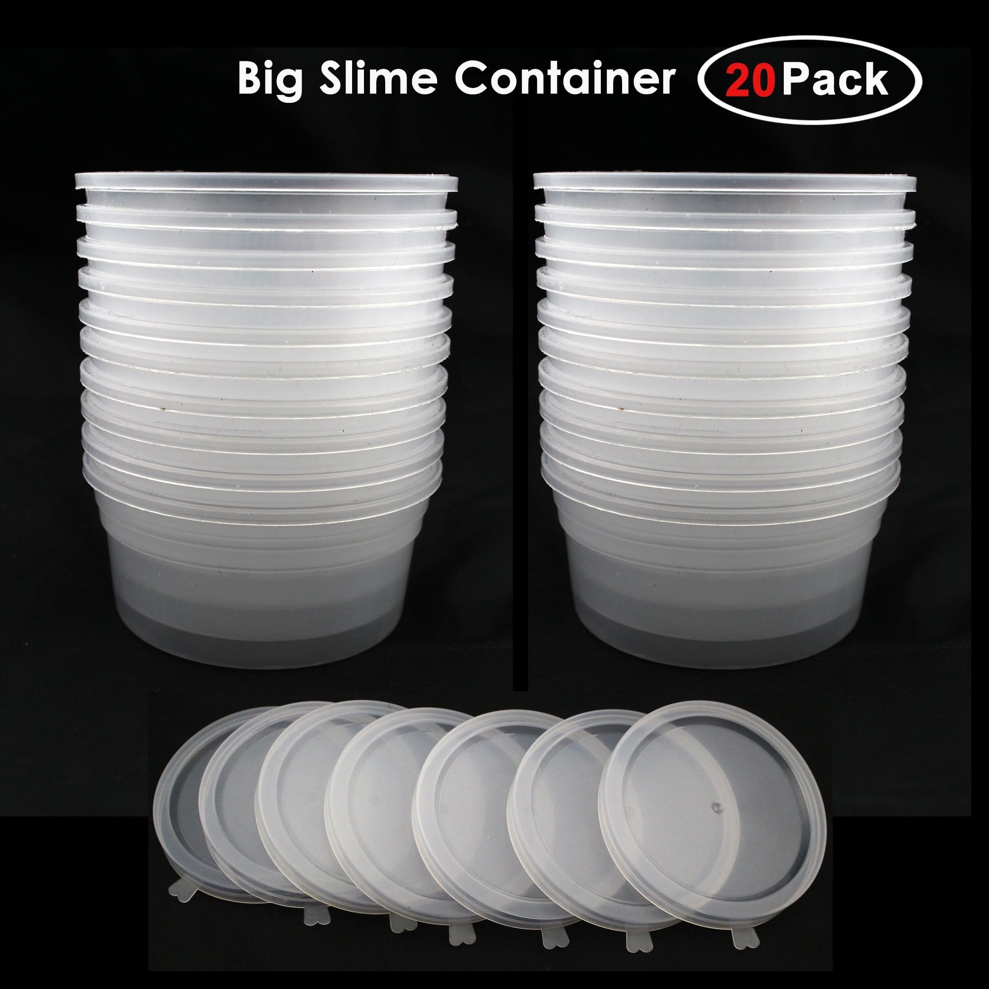 Big Slime Storage Containers, 20 Pack Foam Ball Super Large Storage Containers with Lids for 5.3 oz,150 g Slime (20 Pack Big Slime Containers)