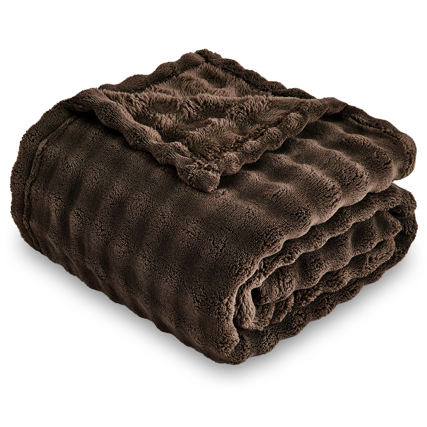 Photo 1 of SOCHOW Brown Bubble Fleece Blanket for Couch, Super Soft Cozy Cute Throw Blanket for Women, Decorative Fuzzy Flannel Blanket, 50 x 60 Inches