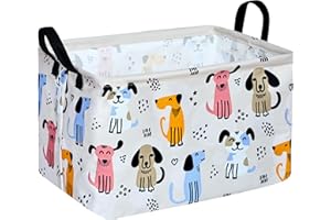 DUYIY Rectangle Cute Dog Pattern Gift Laundry Basket for Girls and Boys, Baby Storage Basket for Dirty Cloth, Toys Nursery, Kids Clothes Gift Storage Bin with Handles