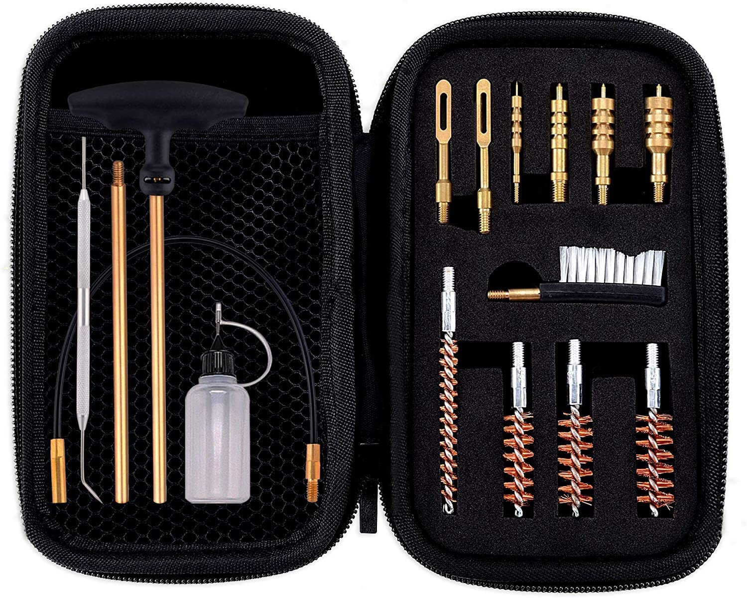 BOOSTEADY Universal Handgun Cleaning kit .22.357.38,9mm.45 Caliber Pistol Cleaning Kit Bronze Bore Brush and Brass Jag with Empty Bottles