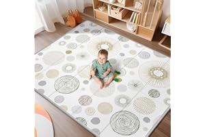 PIGLOG 79x71 Baby Play Mat, Extra Large, Foldable, Waterproof, Thick, Non-Toxic, Reversible, Safe for Babies & Toddlers, Indoor/Outdoor Use