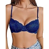 Avidlove Women's Sexy Lace Bra Sheer Underwire Unlined Balconette Everyday Bras Lingerie