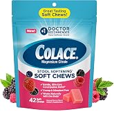 Colace Stool Softener Soft Chews, Mixed Berry, 42 Count | No.1 Doctor Recommended Stool Softener Brand, Gentle Constipation Relief