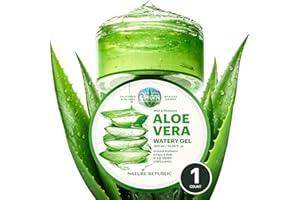 Nature Republic MILD & MOISTURE ALOE VERA WATERY GEL (1 PCS) Quick Hydration & Moisturizing,fast absorbing non-sticky texture,korean skin care for Face,Hair,Sunburn relief, aftershave, all Skin Types