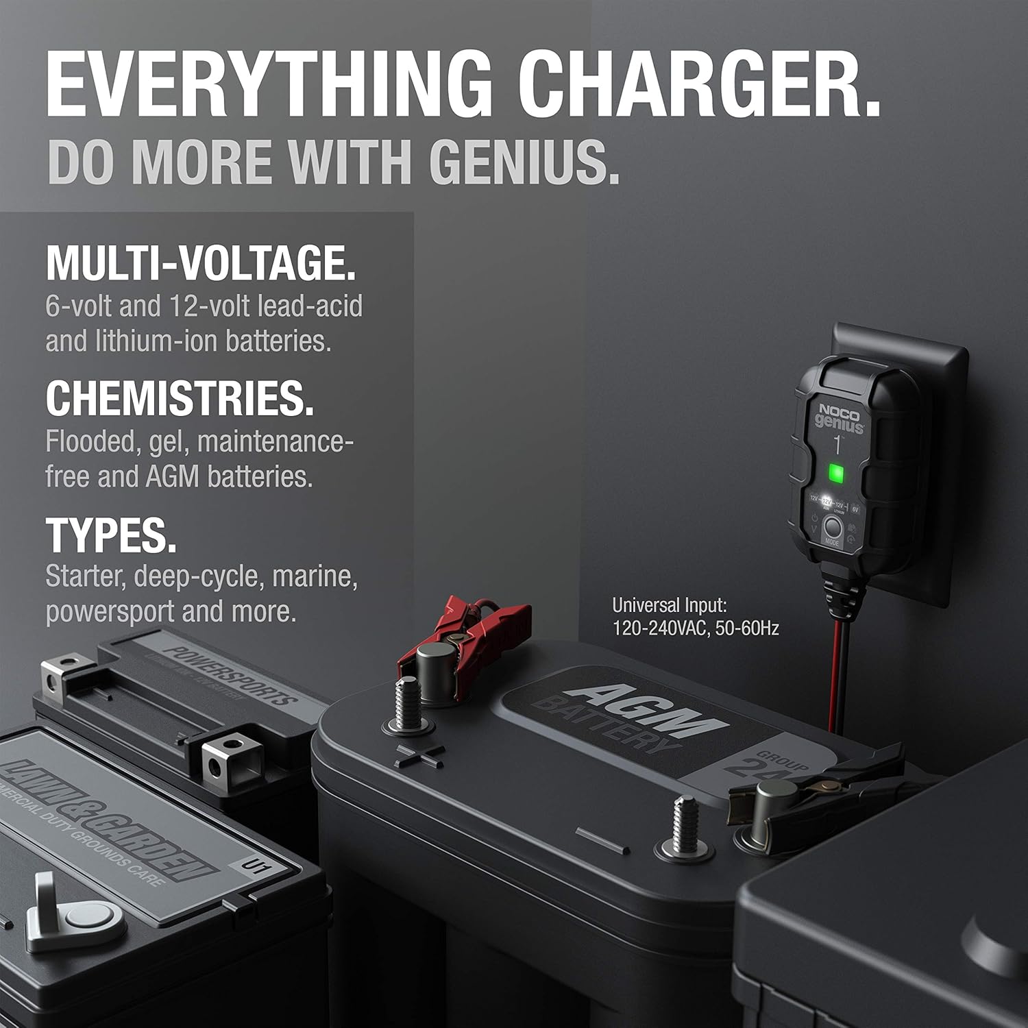 NOCO GENIUS1, 1-Amp Fully-Automatic Smart Charger, 6V And 12V Battery Charger, Battery Maintainer, And Battery Desulfator With Temperature Compensation: Automotive