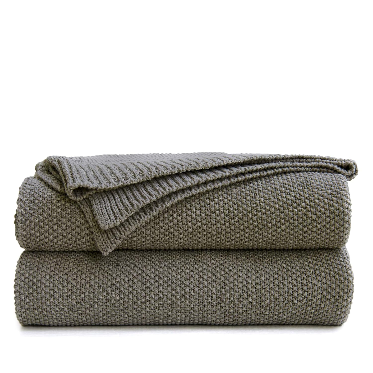 Oversize Medium Grey Cotton Cable Knit Throw Blanket for Couch, Home Decorative Throws, Large Woven Throw Blankets with Bonus Laundering Bag, Gray 3.4 Pounds 60 x 80 Inch