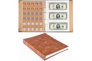 Ettonsun Coin Collection Book Holder for Collectors,150 Pockets Coin Collecting Album & 240 Sleeves Paper Money Currency Collection Organizer Display Storage Case for Coin Currency Collection Supplies