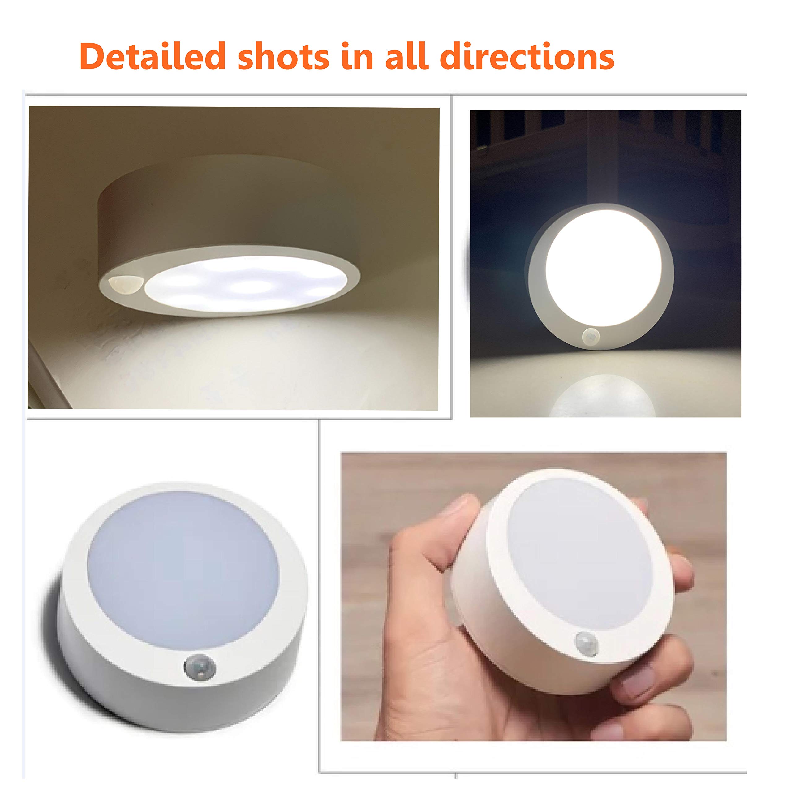 Motion Sensor Night Light Topopto Natural White Indoor Battery Operated Stick on Anywhere for Patio Lighting,Porch,Stairs