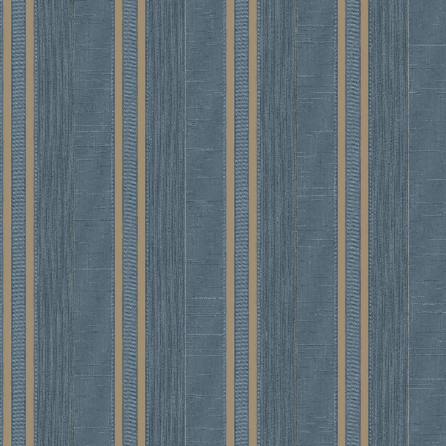Galerie G67628 Palazzo Textured Varied Stripe Design Wallpaper, Blue/Gold, 10m x 53cm
