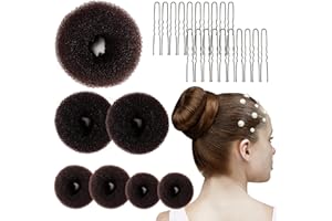 MAQIHAN Hair Donut Bun Maker Kit - Updos Sock for Long Hair, Bun Holder with Hair Clips (1 Extra Large, 2 Large, 2 Medium, 2 