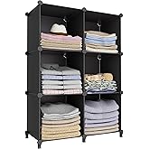 6-Cube Storage Organizer, Closet Organizer Storage Cabinet Shelf Bookcase Bookshelf with Metal Hammer, Storage Cubes Organizer Cabinet for Kids, Closet, Bedroom, Bathroom(11.8x11.8x11.8 inch)Black