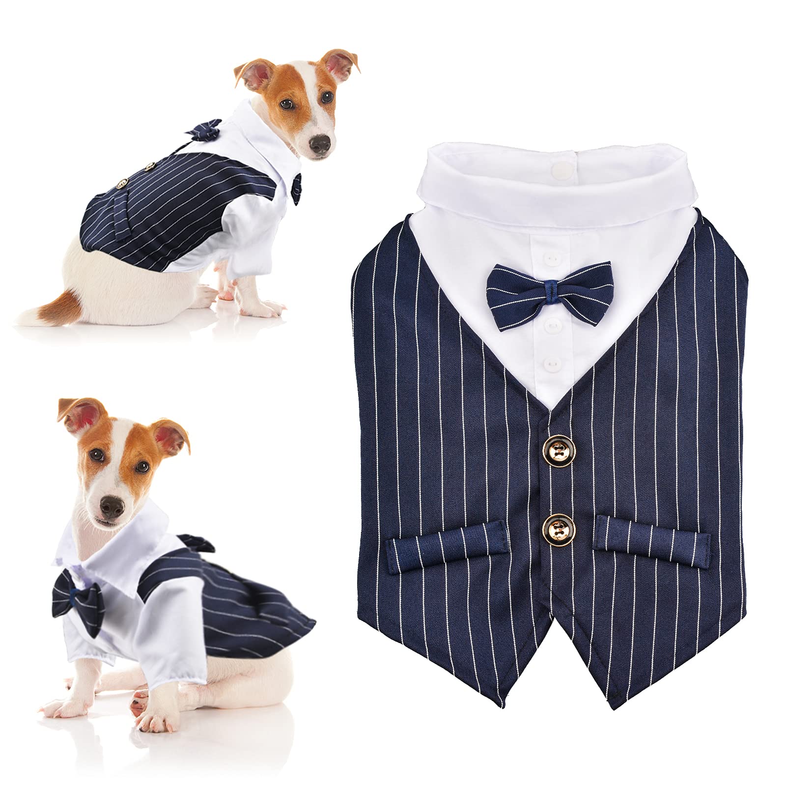 HACRAHO Dog Wedding Tuxedo, 1 Piece Classic Dog Tuxedo Costume for Small Dogs Puppy, Chest Girth 24.41"