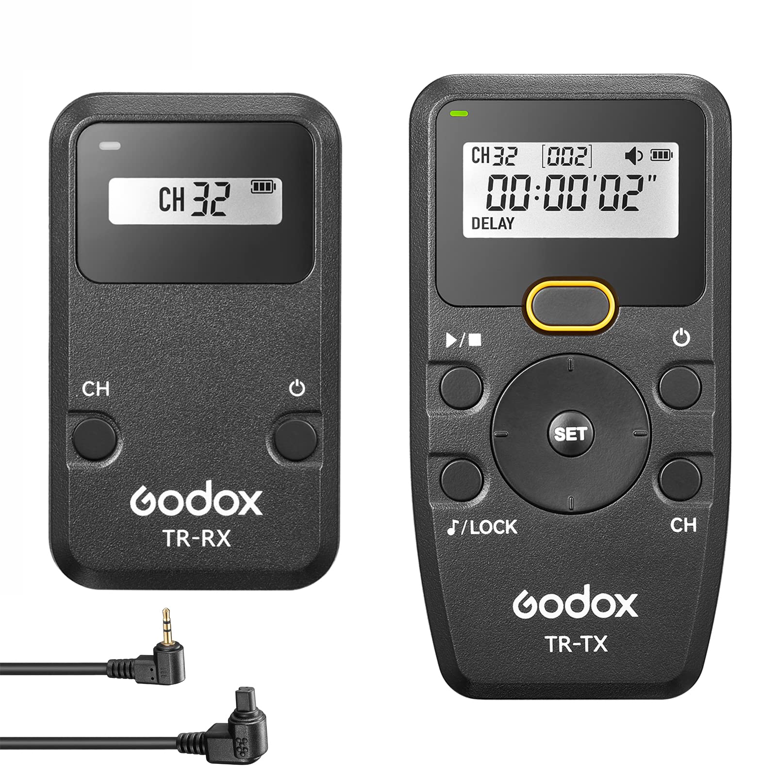 Godox TR Series 2.4G Wireless Timer Remote Control Camera Shutter Remote 6 Timer Settings 32 Channels with TR-C3 Shutter Cable Replacement for Canon 5D Mark III/ 5D Mark II/ 50D