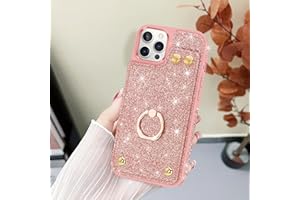 for iPhone 15 Pro Max Wallet Case[with Card Holder][1*Screen Protector+Camera Protector][360°Ring Holder] Glitter Sparkle Kic