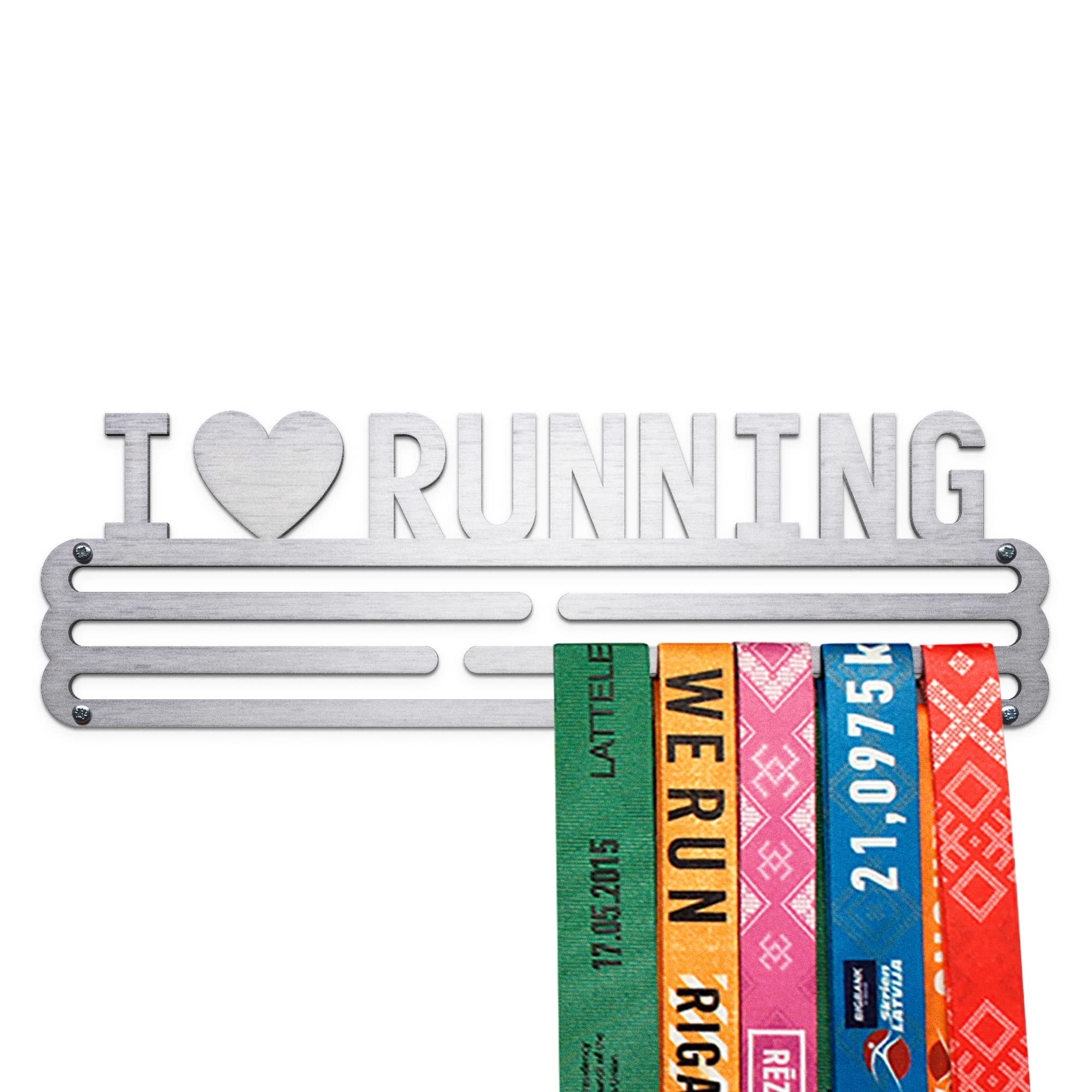 United Medals I LOVE RUNNING Sport Medal Hanger Display | Stainless Steel Medal holder | Awards display rack for up to 30 medals