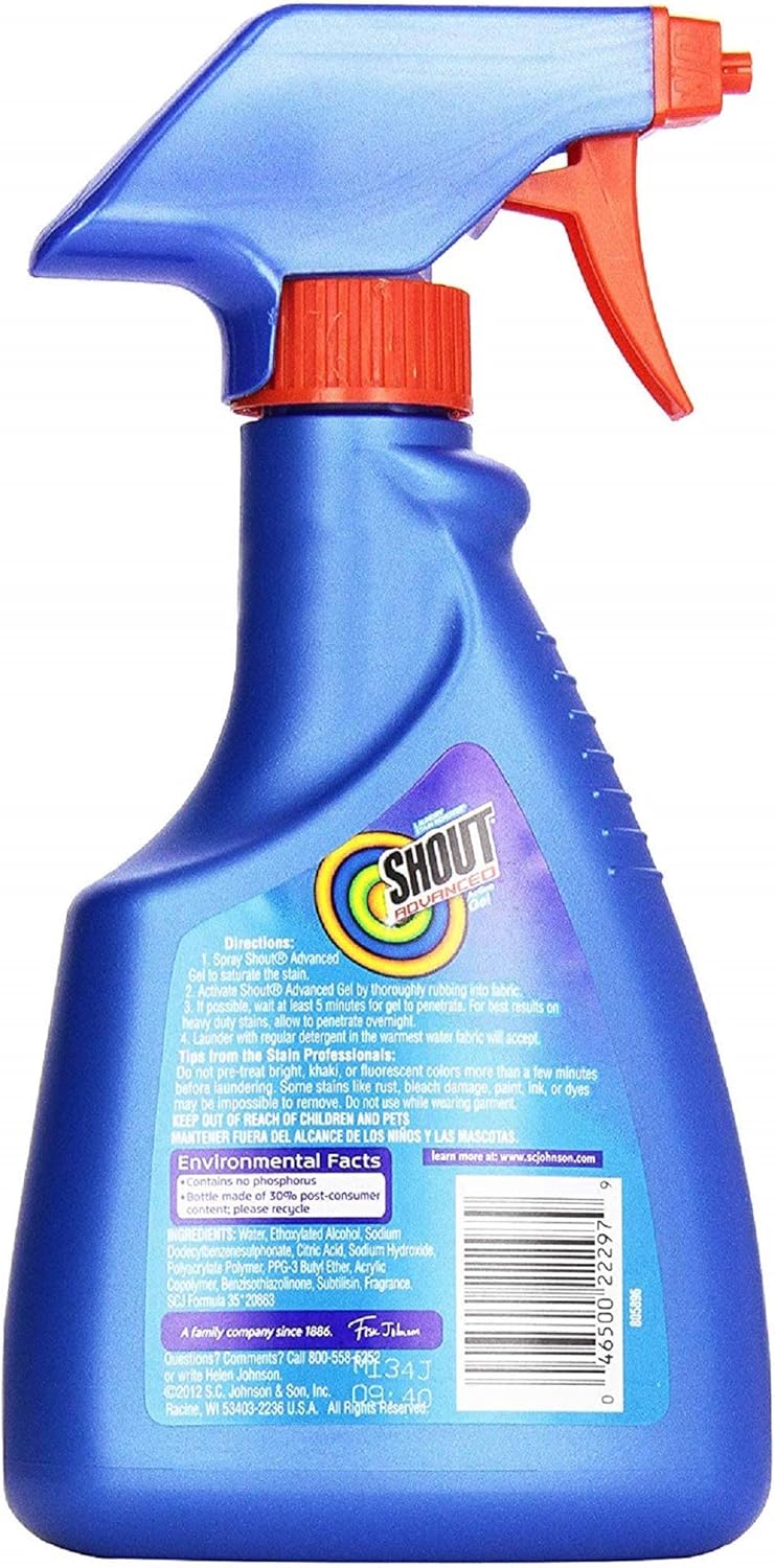Shout Advanced Spray and Wash Laundry Stain Remover Spray, Best Shout Formula, 14 oz - Pack of 3: Health & Personal Care