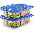 Ziploc Food Storage Meal Prep Containers Reusable for Kitchen Organization, Smart Snap Technology, Dishwasher Safe, Divided Rectangle, 2 Count