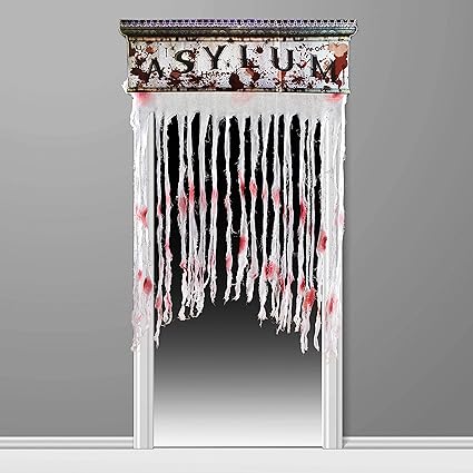 Amazon Com Zombie Asylum Door Curtain Decoration With Bloody Hand