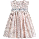 Curipeer Little Girls Summer Dress Floral Short Sleeve Cotton Casual Outfit Dress 12M-8Y