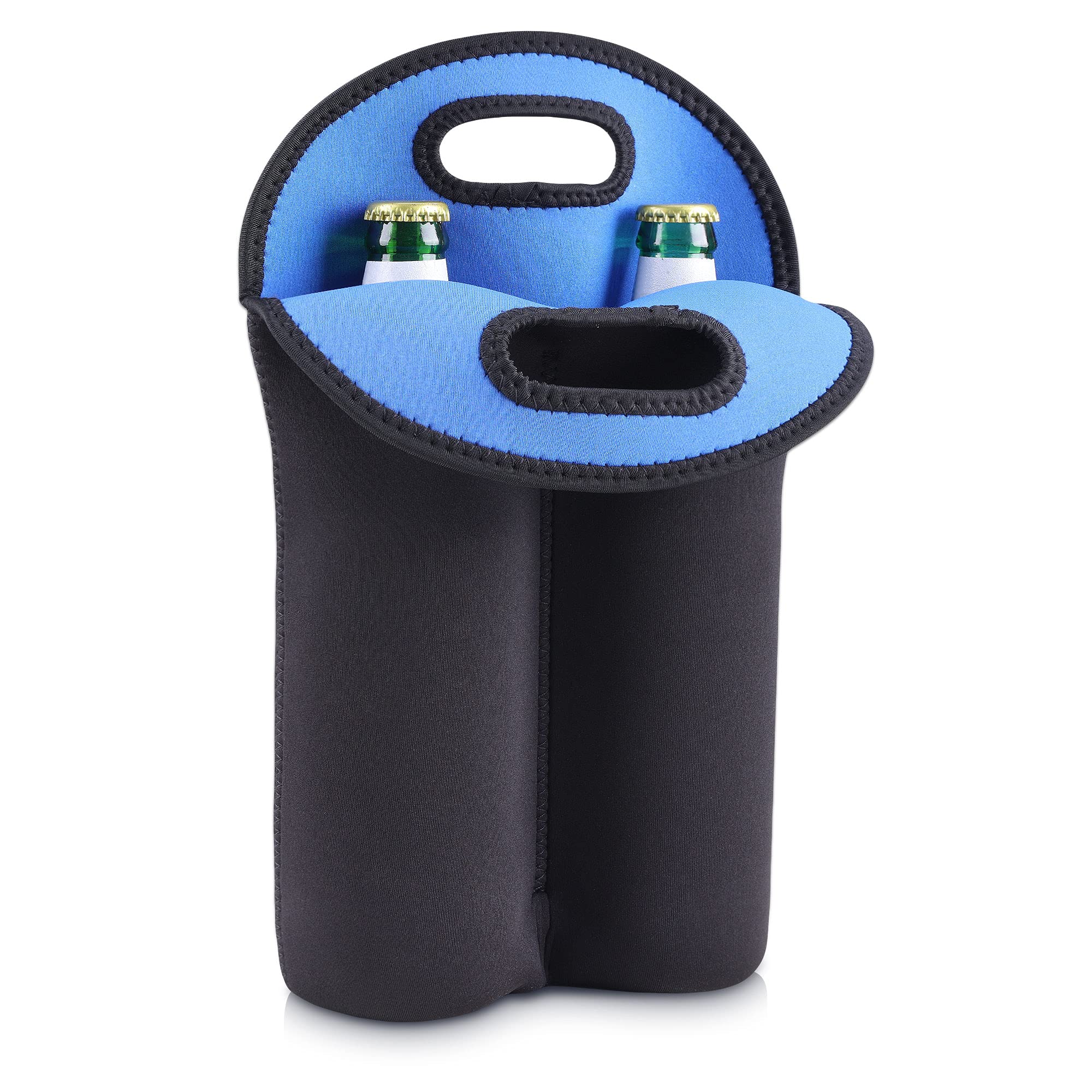 kwmobile Neoprene Sleeve for 2x 500ml Bottles - Bottle Cooler to Keep Beer, Soda, Soft Drinks Cool - Black/Dark Blue