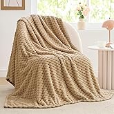 BEDELITE Fleece Blanket Twin for Bed Couch, 3D Jacquard Decorative Camel Throw Blanket, Soft and Cozy Warm Plush Fuzzy Blanket All Seasons Suitable, 60x80Inches