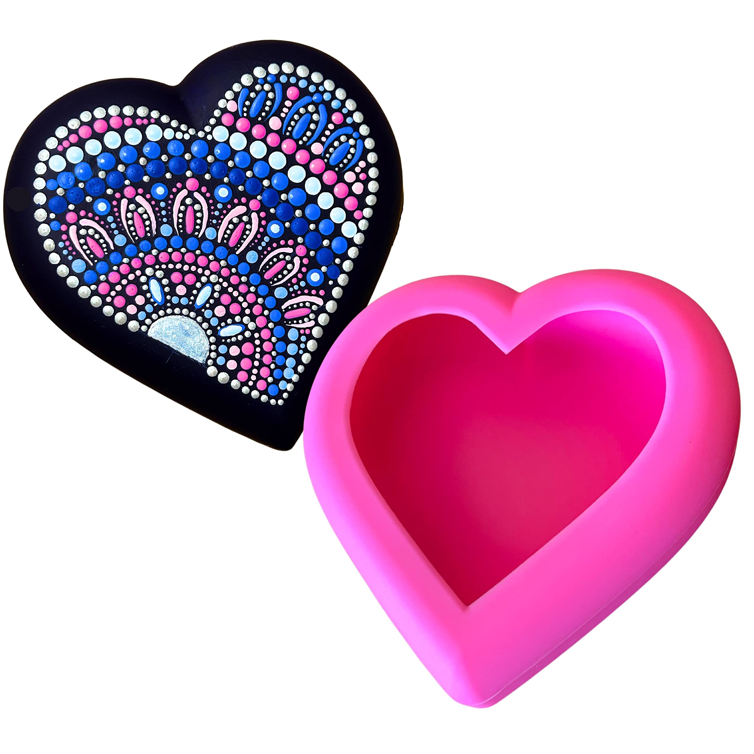 Heart Mold - Happy Dotting Company - Smooth Shape for Casting - Rock Crafts - Valentines Day Craft - Stone Art and Dot Art Mandalas, Kindness Rocks