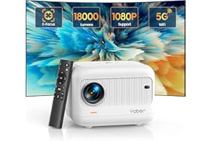 [Electric Focus]Mini Projector with 5G WiFi and Bluetooth 5.2,YABER 18000 Lumen 1080P Outdoor Projector Support ±40° Keystone Correction,Portable Projector for Phone/ TV Stick/Laptop/PS5