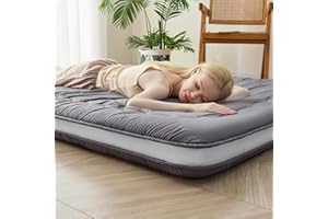 VIPBED Japanese Floor Futon Mattress Full Size, 4" Thicken Foldable Mattress Tatami Mat Sleeping Pad, 32D Foam Filled Traditional Shiki Futon (shikibuton), Designed in Japan (Grey 54"x 80")